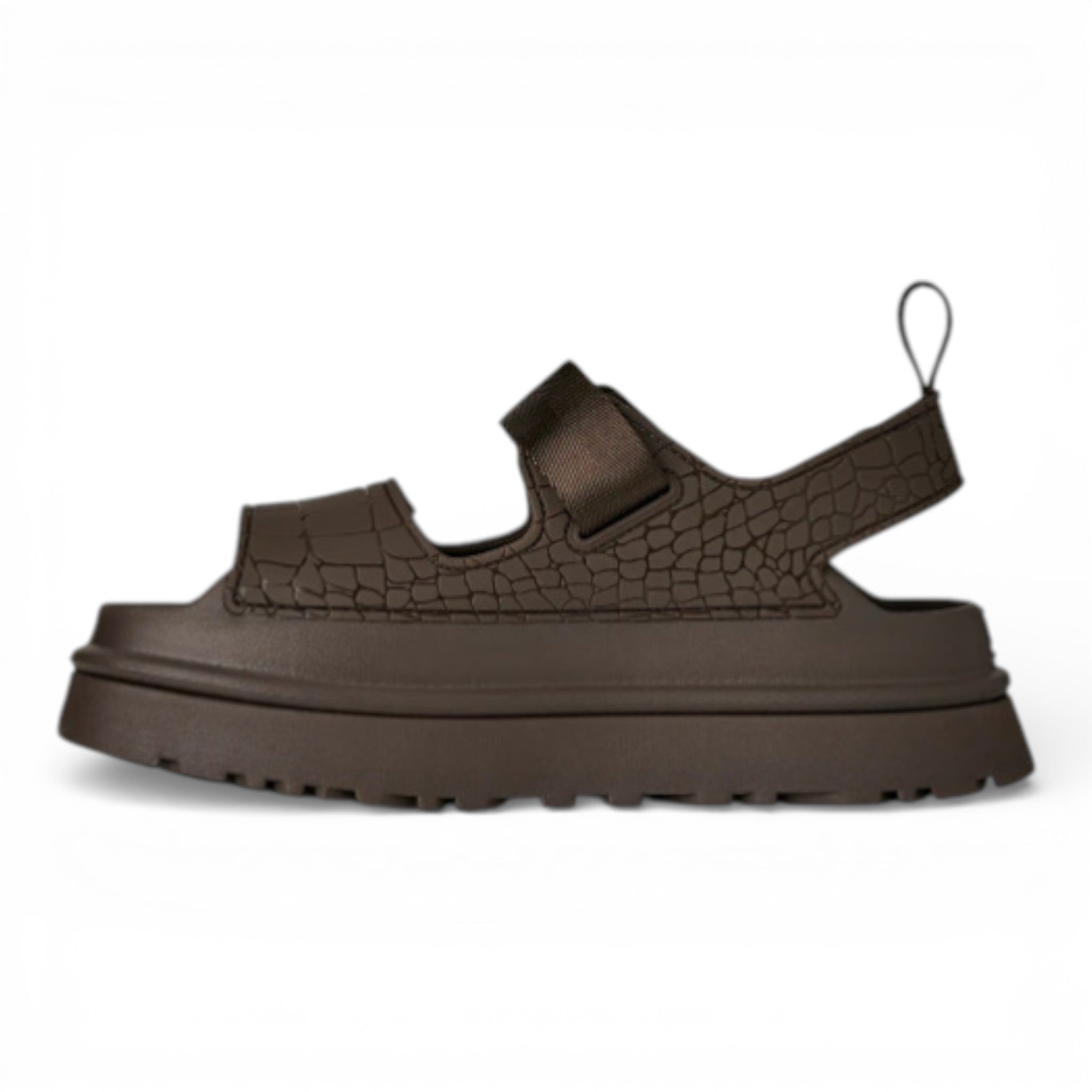 Womens Ugg Goldenglow Embossed Sandal Dense Smoke