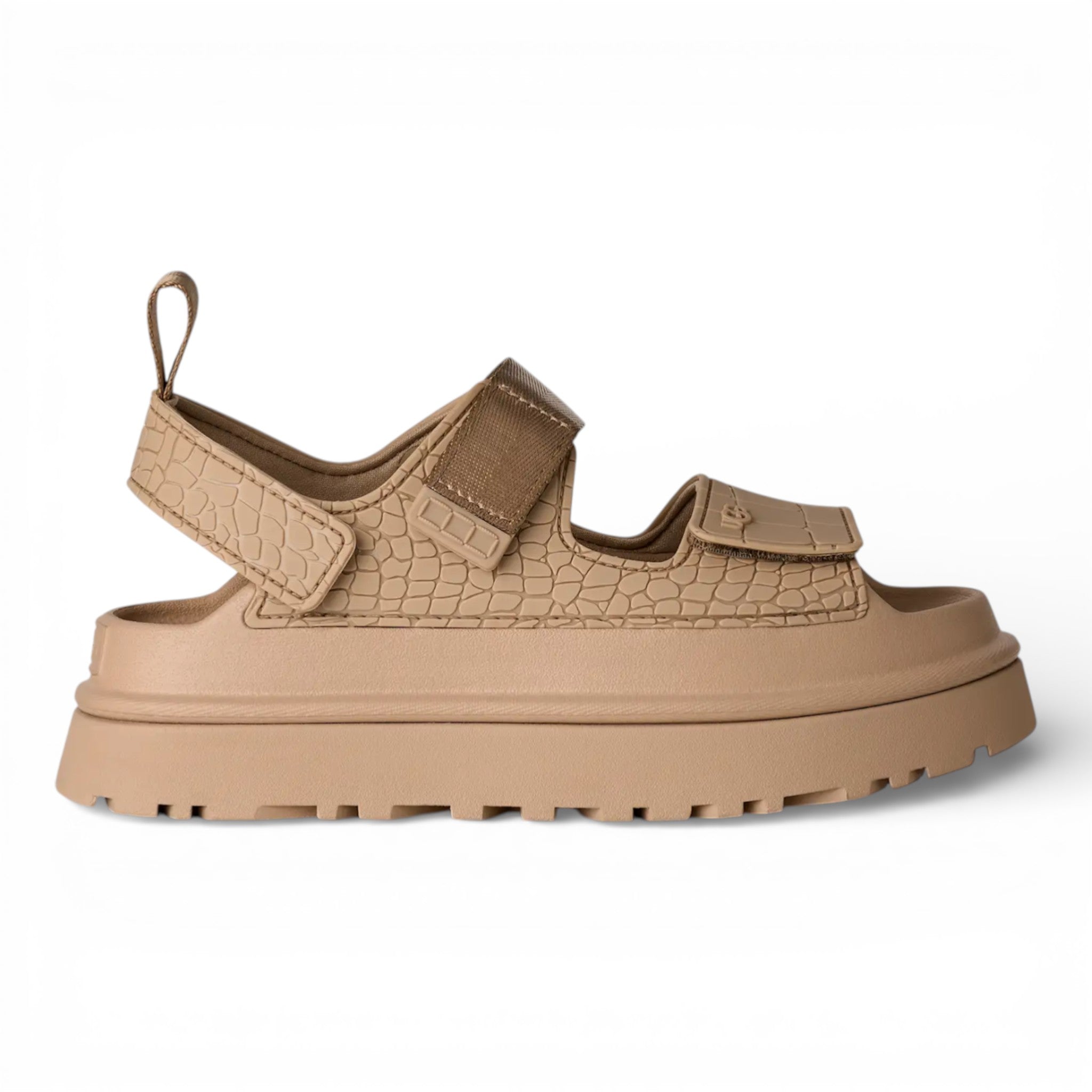 Womens Ugg Goldenglow Embossed Sandal Mustard Seed