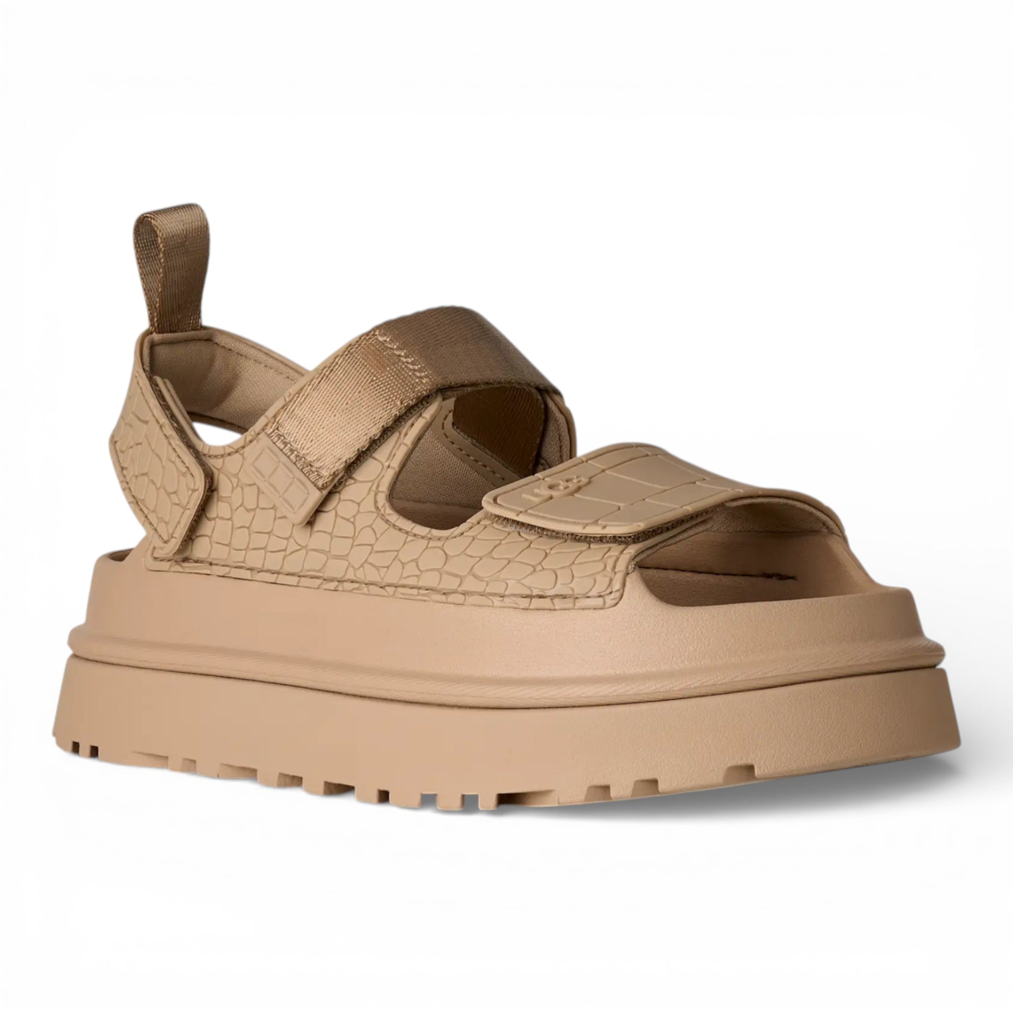 Womens Ugg Goldenglow Embossed Sandal Mustard Seed