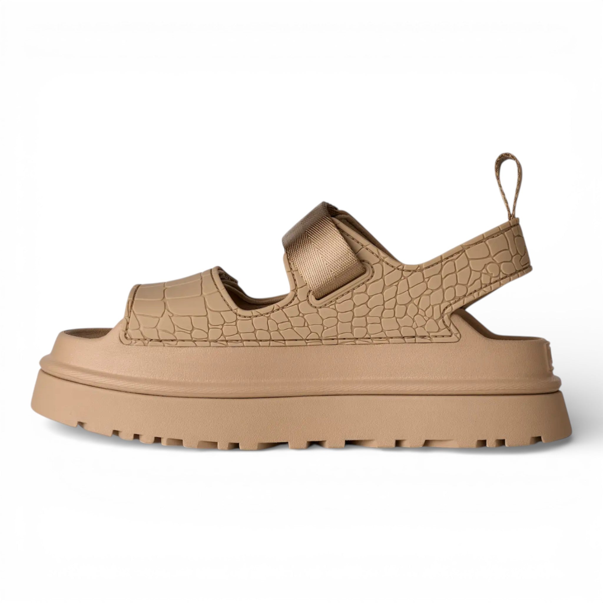 Womens Ugg Goldenglow Embossed Sandal Mustard Seed