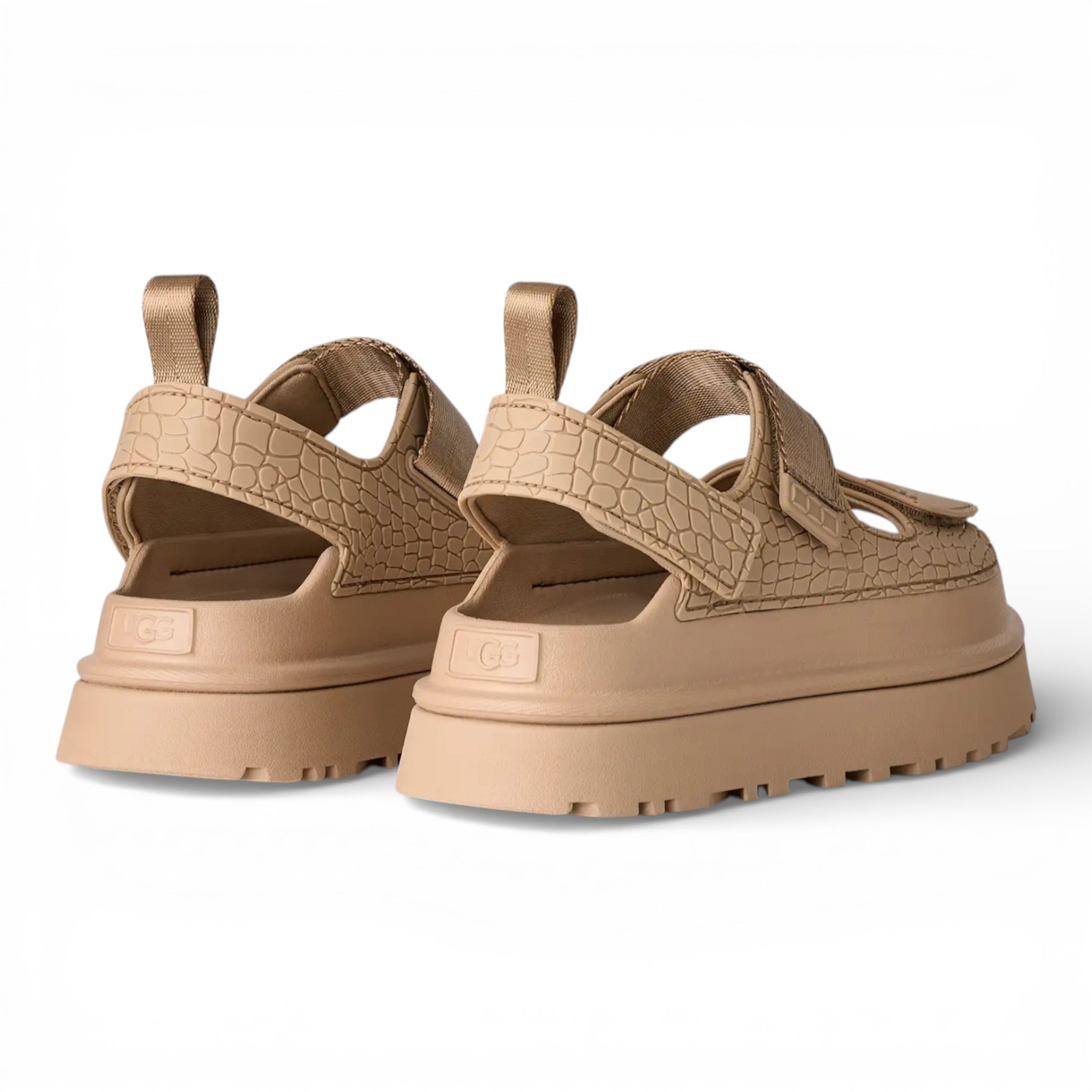 Womens Ugg Goldenglow Embossed Sandal Mustard Seed