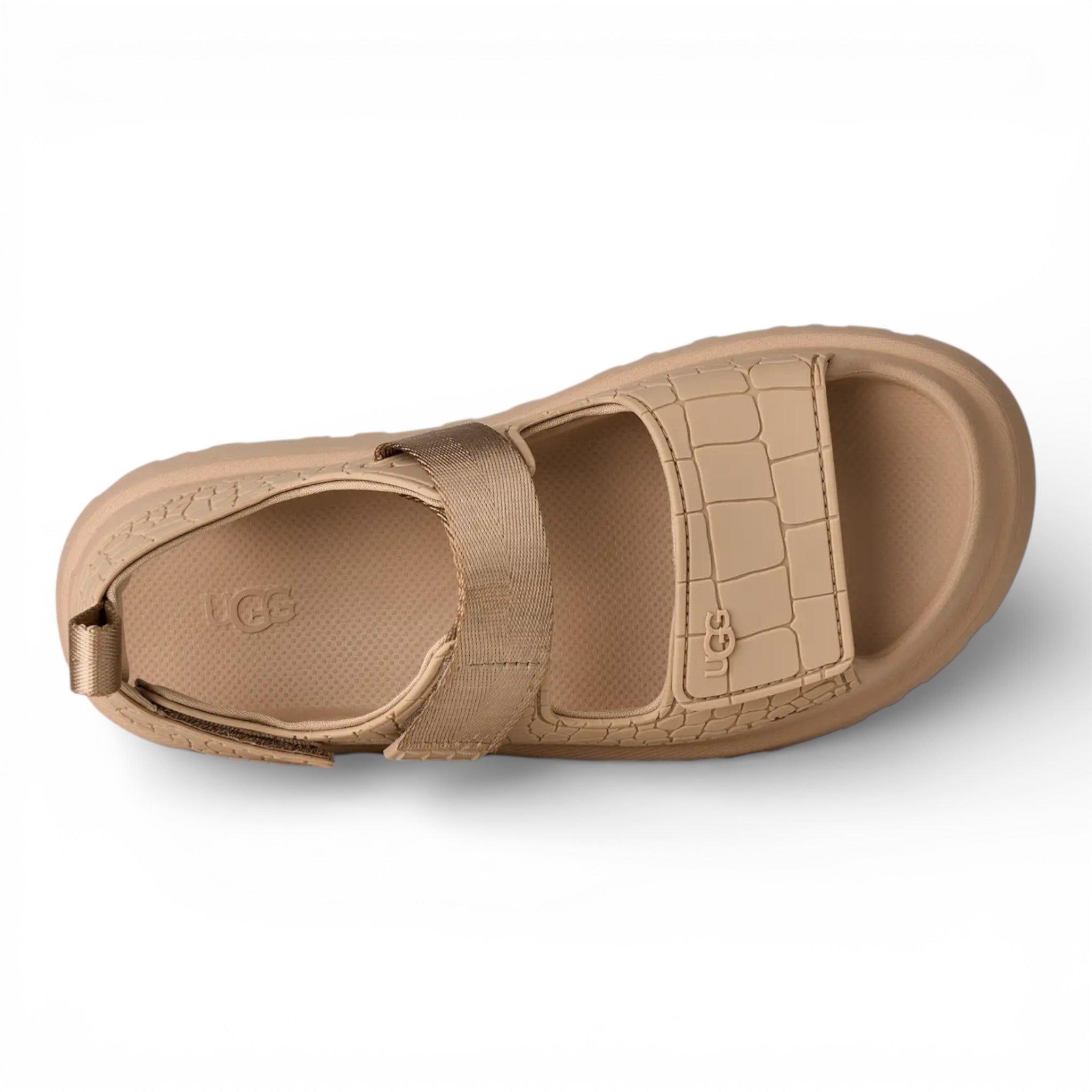Womens Ugg Goldenglow Embossed Sandal Mustard Seed
