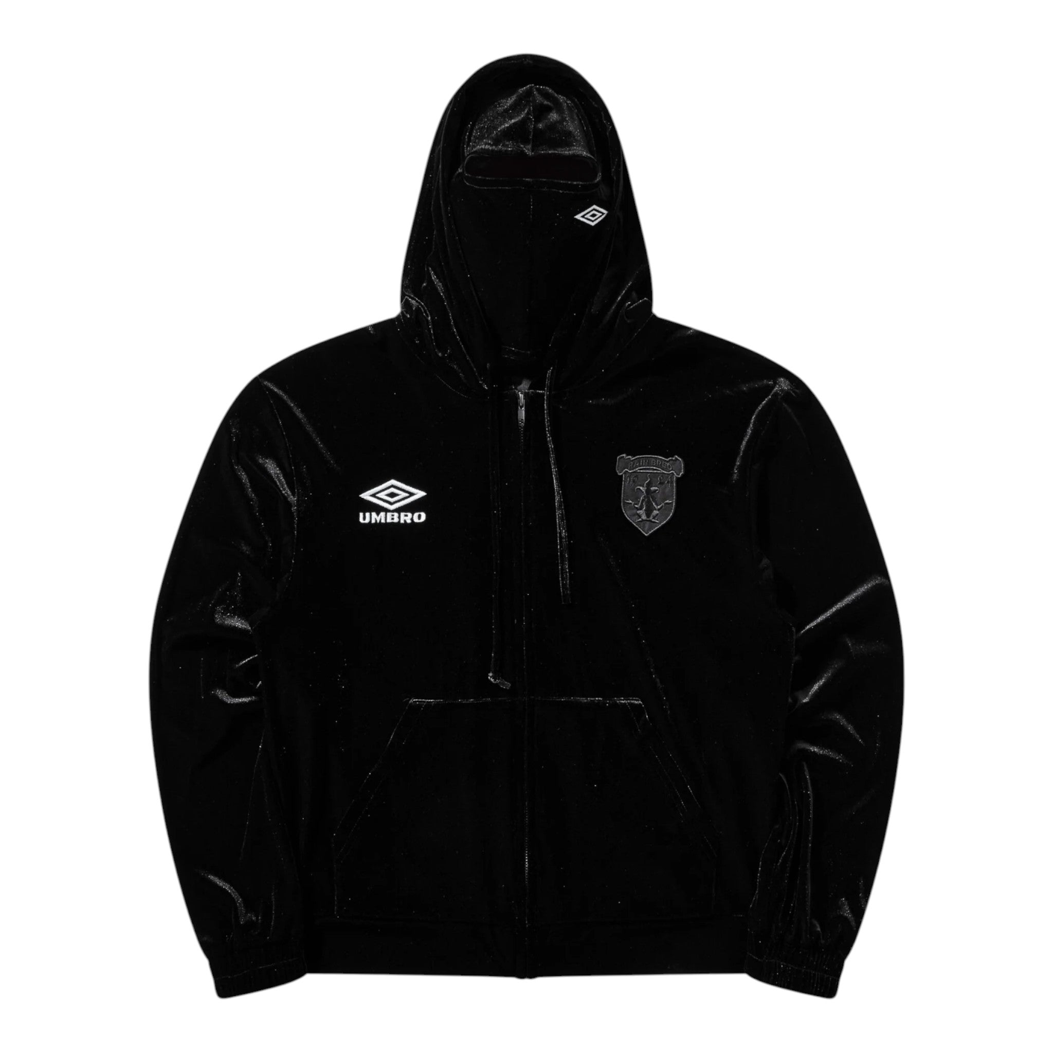Umbro Velvet Masked Zip Hoodie Black