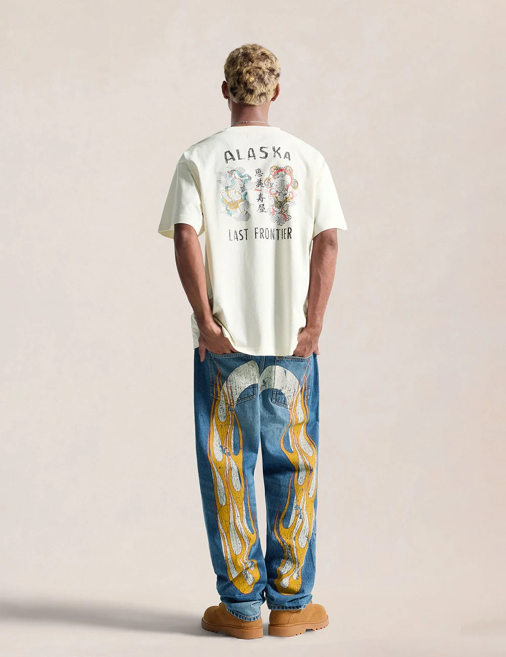 Evisu Flaming Daicock Print Regular Fit Jeans