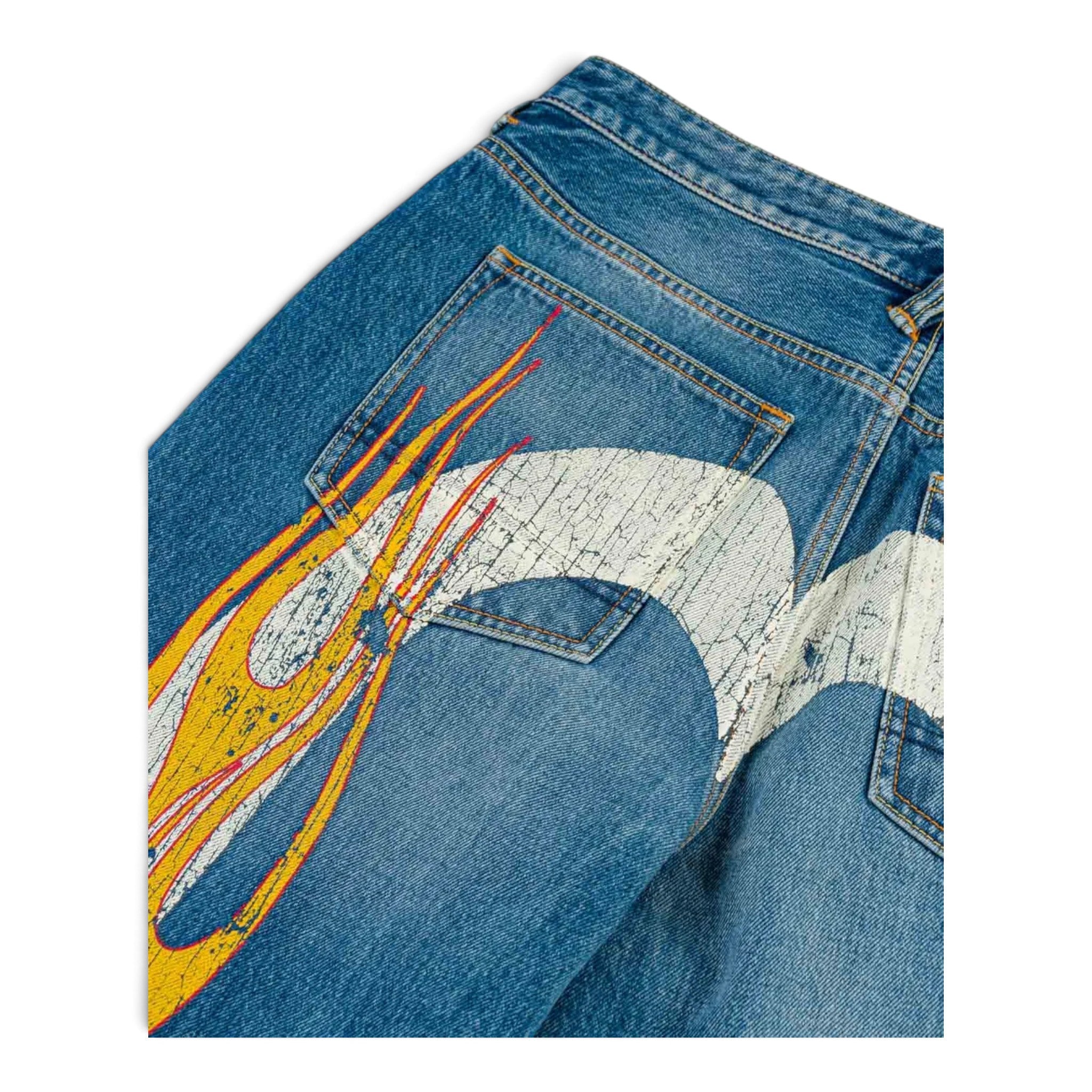 Evisu Flaming Daicock Print Regular Fit Jeans