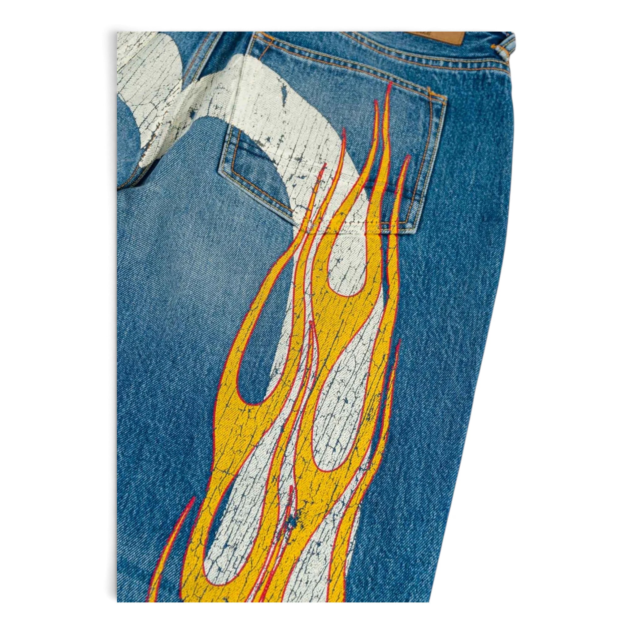 Evisu Flaming Daicock Print Regular Fit Jeans