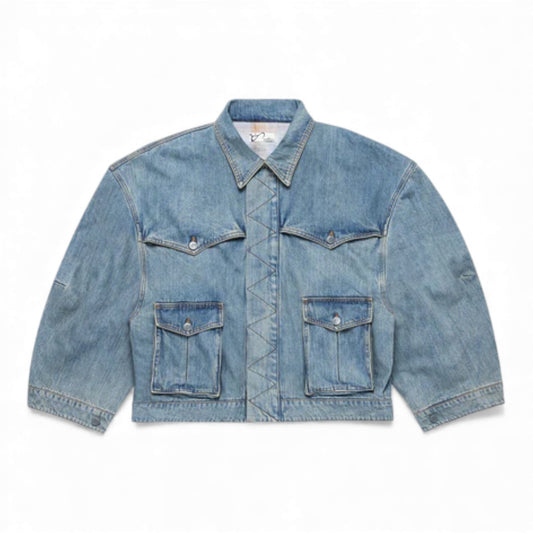 ART COMMUNITY WASHED INDIGO REVERSIBLE 7 POCKET JAPANESE DENIM JACKET