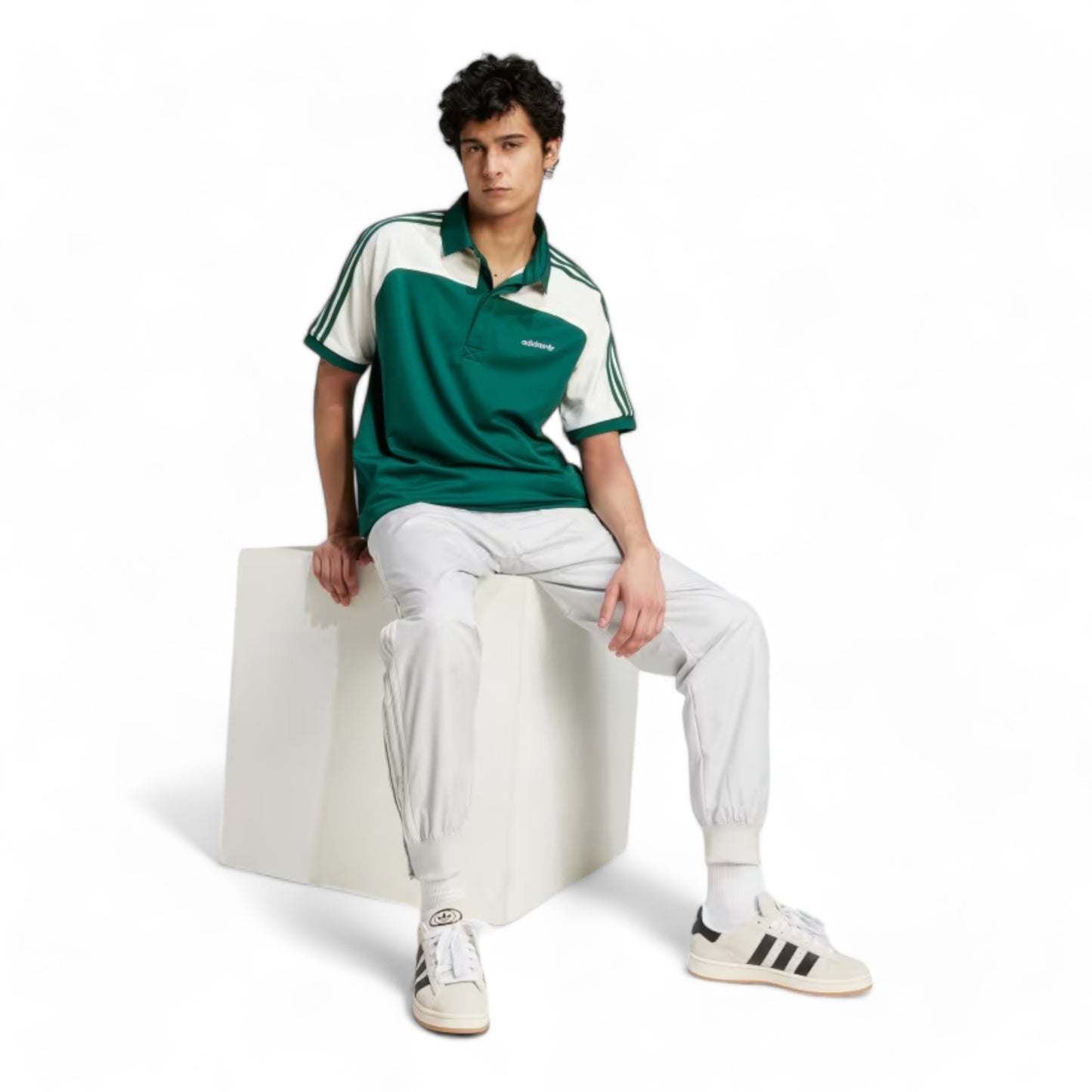 ADIDAS '80S PREMIUM 3-STRIPES ARCHIVE MOCK MESH POLO SHIRT