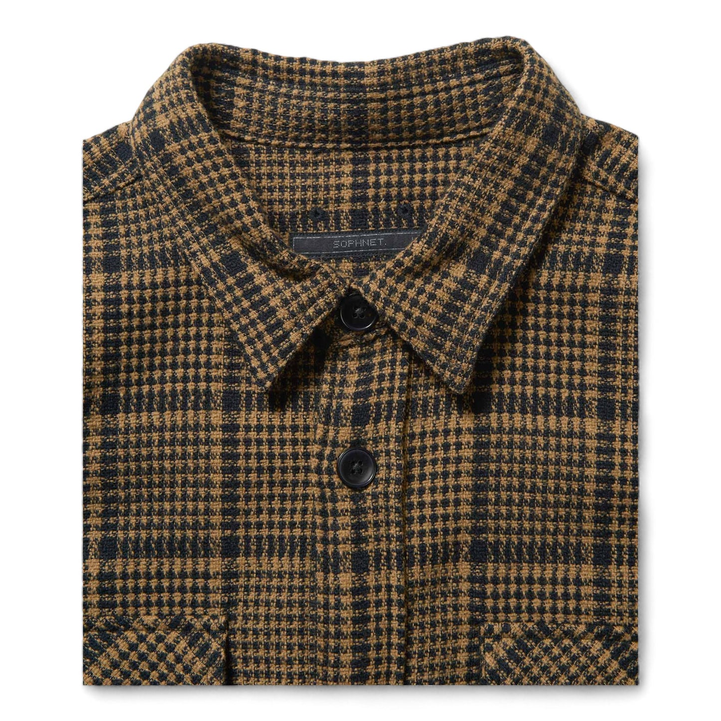 SOPHNET. TWEED COTTON CHECK CPO SHIRT