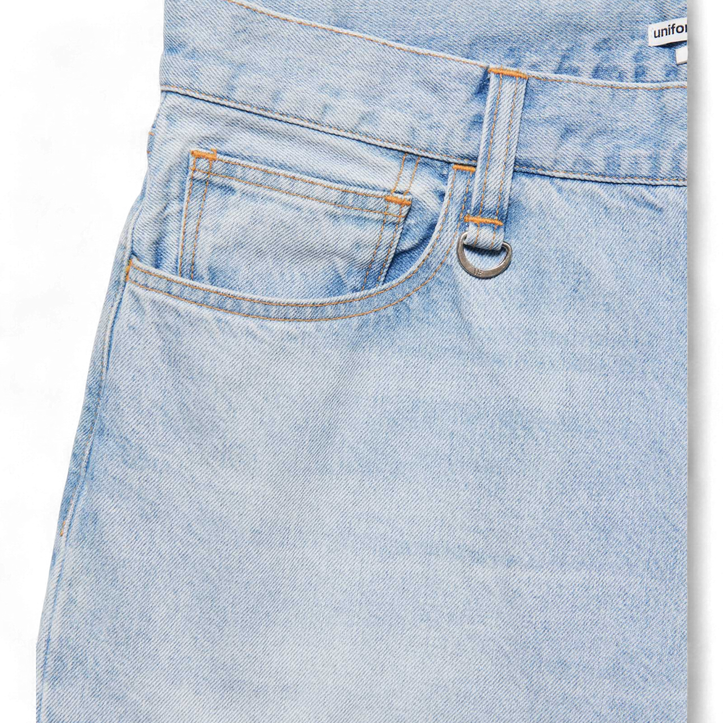 UNIFORM EXPERIMENT WASHED DENIM BOLD-FIT JEANS