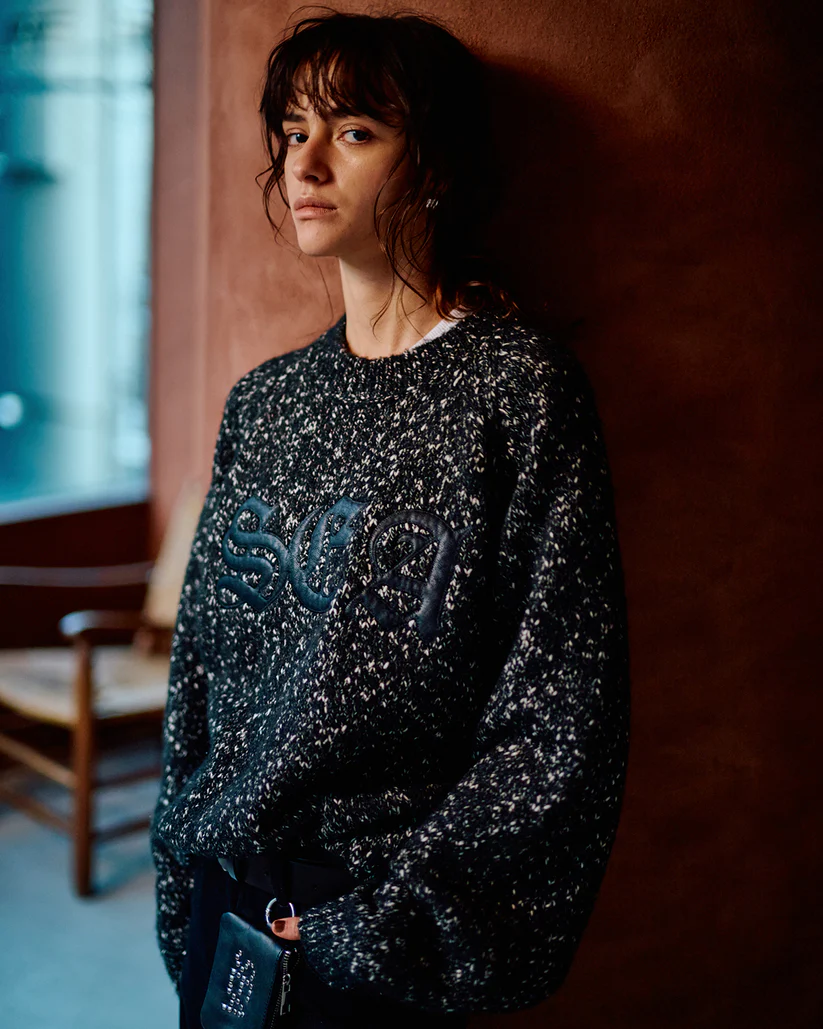 Wind And Sea Leather Patch Knit Sweater