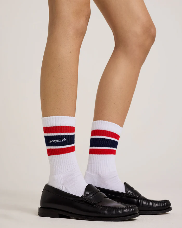 Sporty & Rich Serif Logo Embroidered Socks