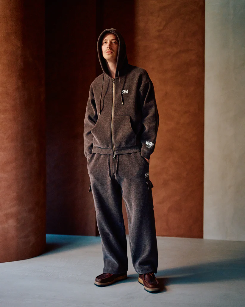 WIND AND SEA MOLE KNIT ZIP UP HOODED SWEATSHIRT