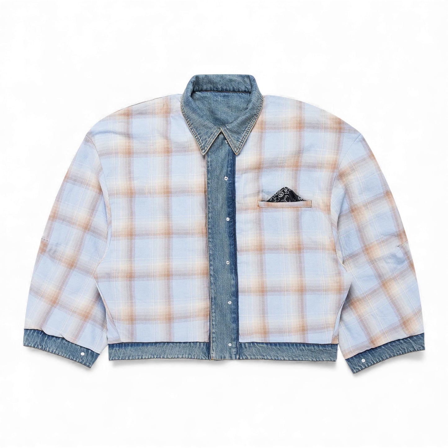 ART COMMUNITY WASHED INDIGO REVERSIBLE 7 POCKET JAPANESE DENIM JACKET