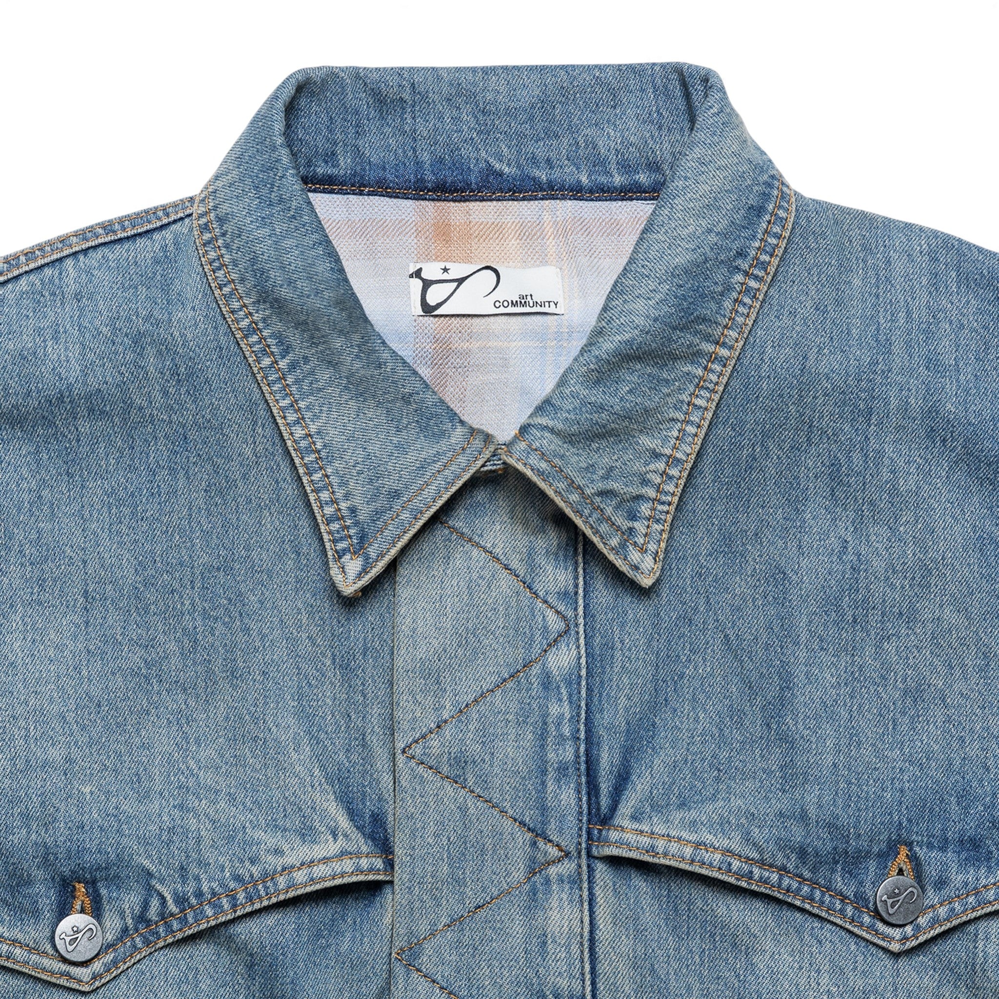Art Community Washed Indigo Reversible 7 Pocket Japanese Denim Jacket