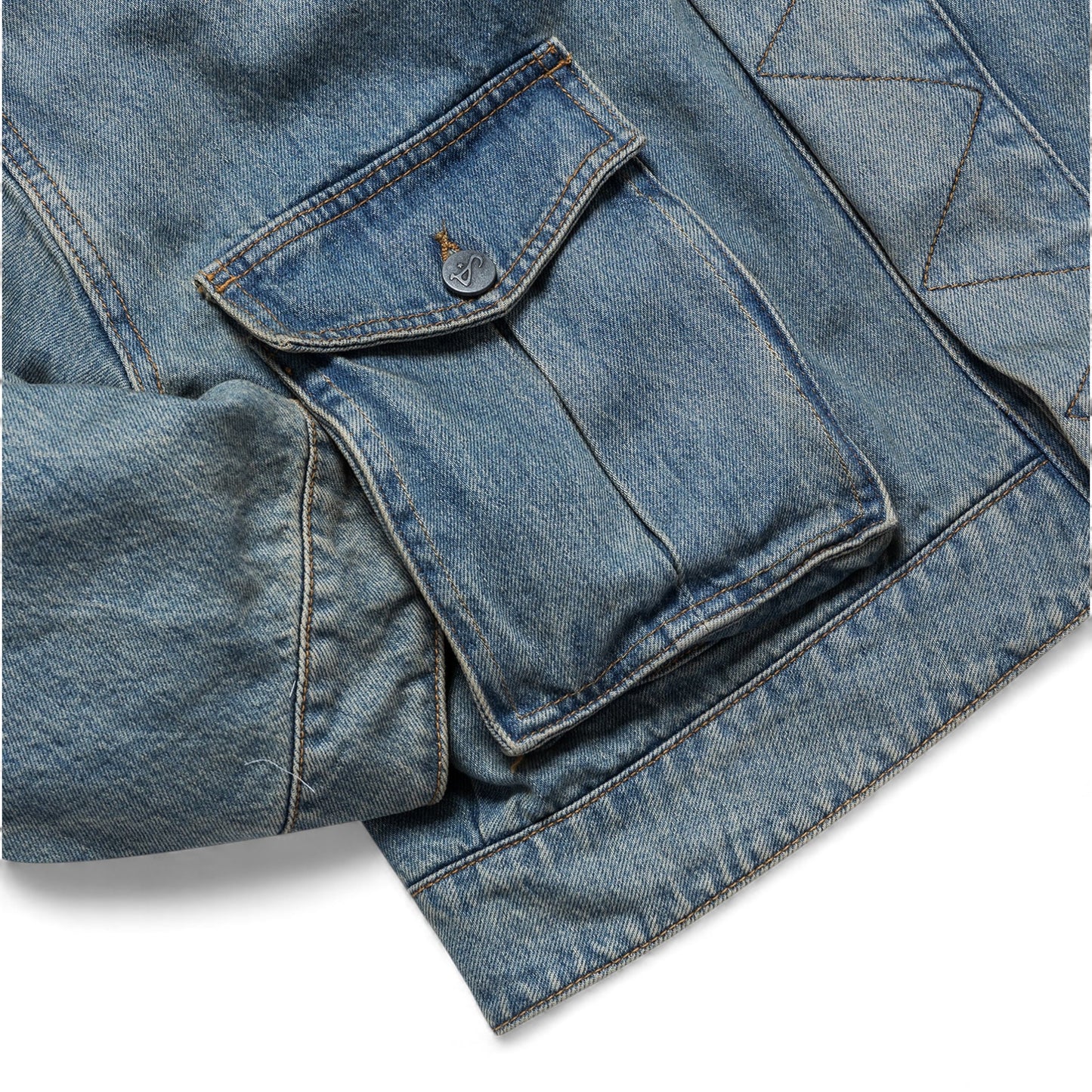 ART COMMUNITY WASHED INDIGO REVERSIBLE 7 POCKET JAPANESE DENIM JACKET