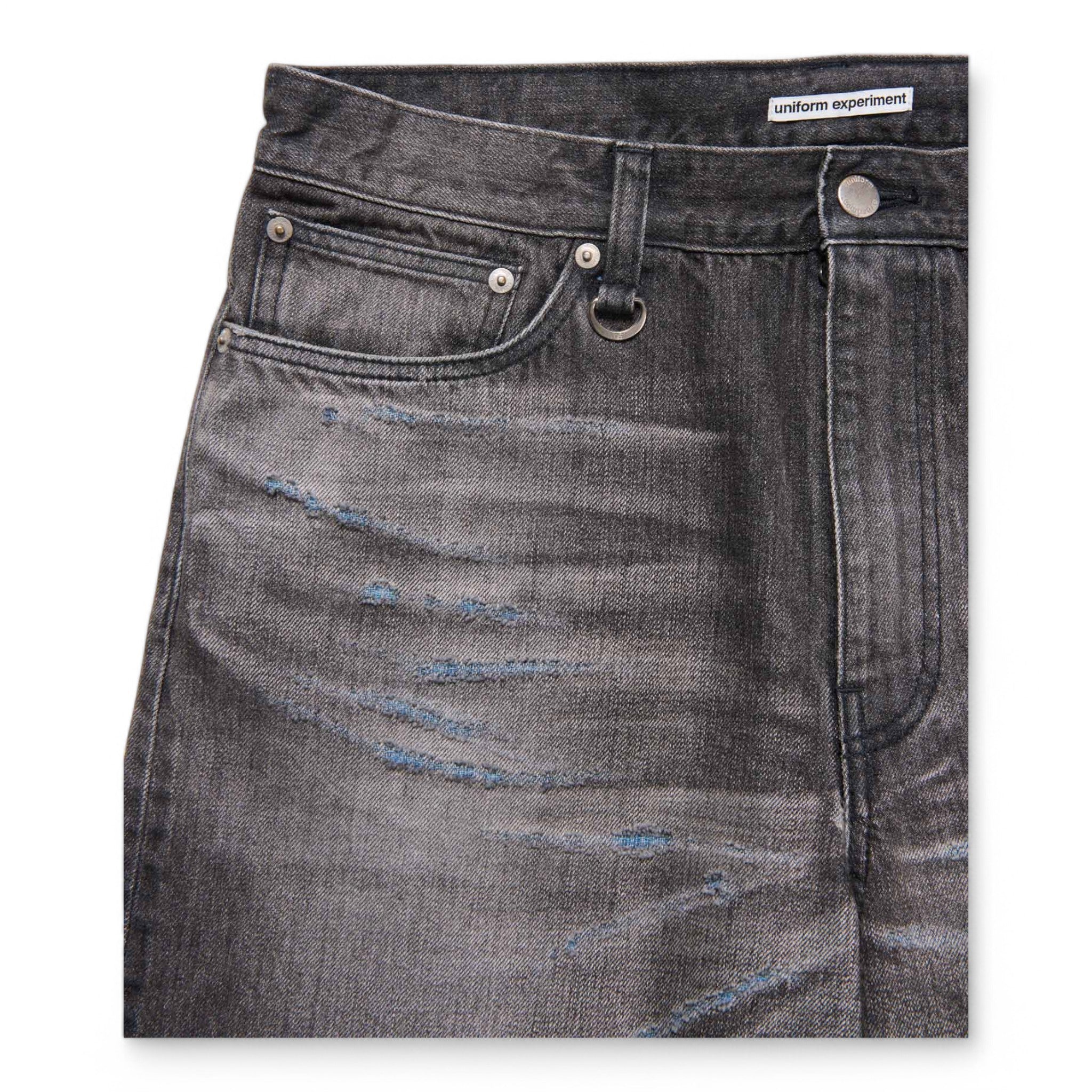 Uniform Experiment Damaged Hem Tuck Wide Straight Jeans