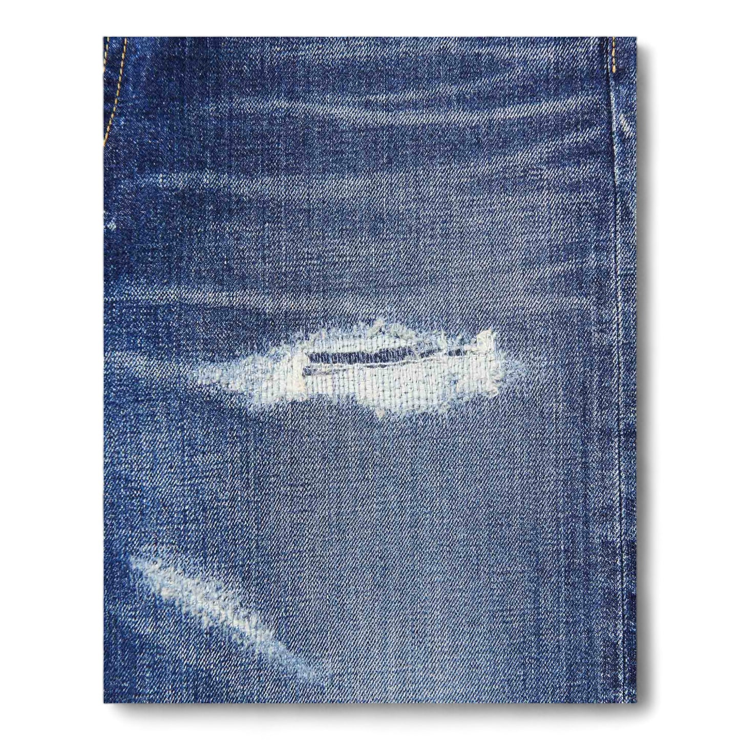 UNIFORM EXPERIMENT DAMAGED DENIM TAPERED PANTS