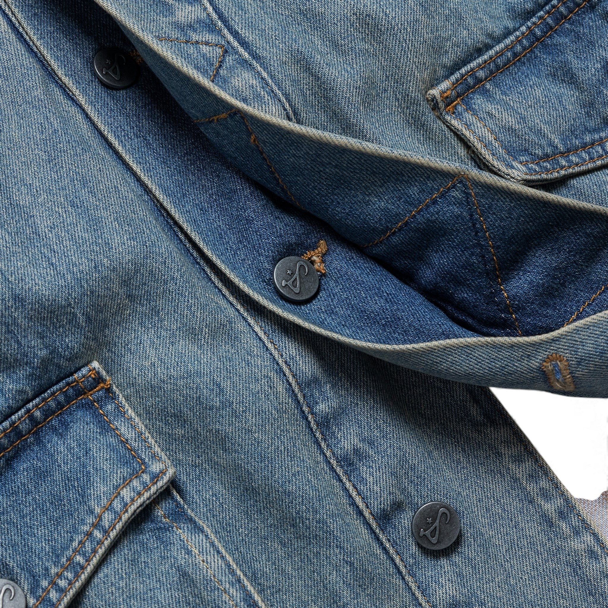 Art Community Washed Indigo Reversible 7 Pocket Japanese Denim Jacket
