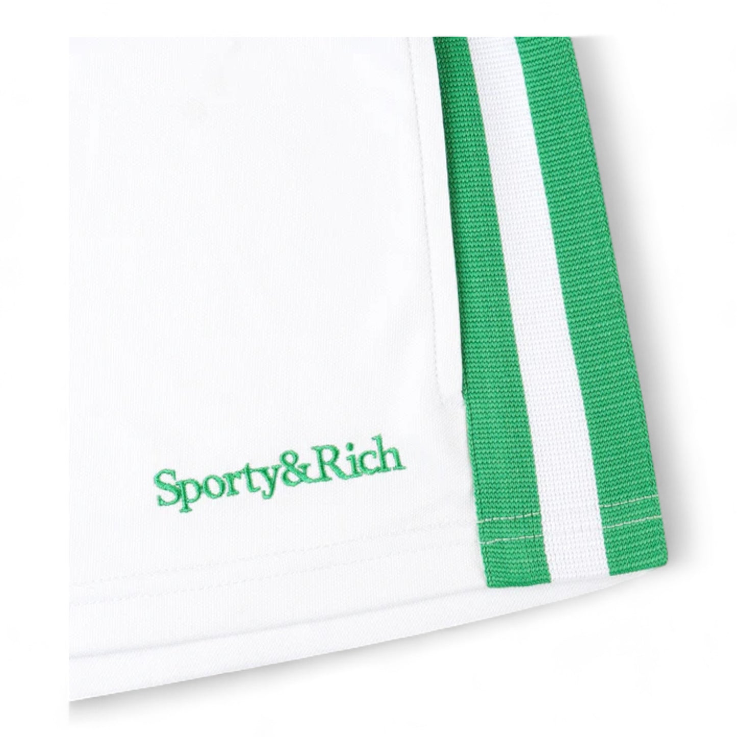 SPORTY & RICH SERIF LOGO EMBROIDERED ROLLER SHORT