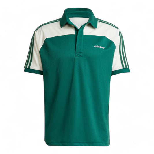 ADIDAS '80S PREMIUM 3-STRIPES ARCHIVE MOCK MESH POLO SHIRT