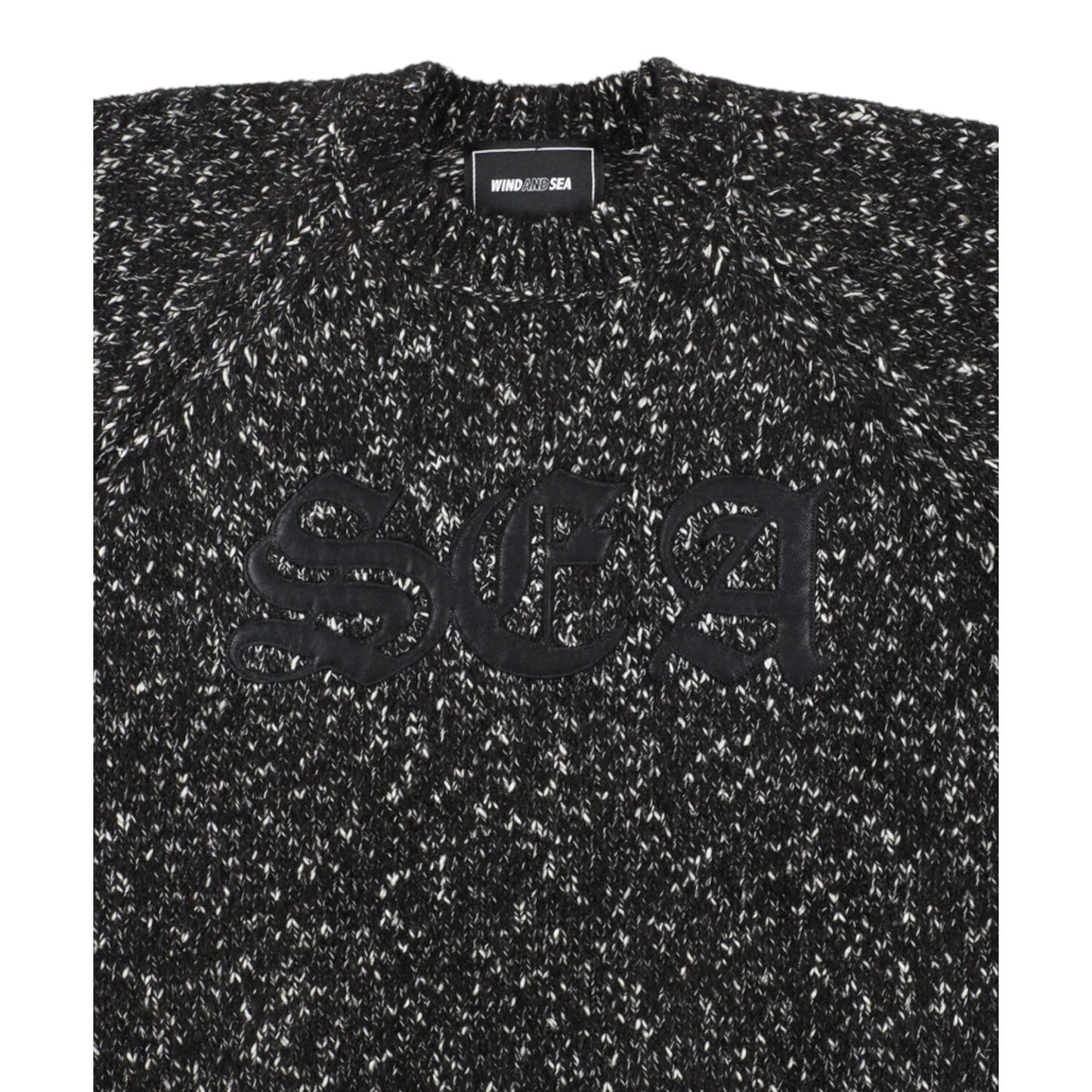 WIND AND SEA LEATHER PATCH KNIT SWEATER