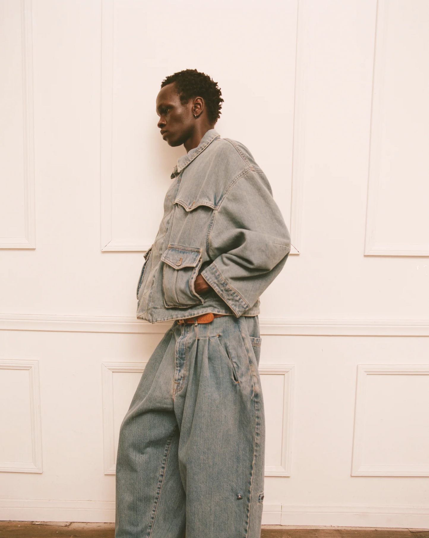 ART COMMUNITY WASHED INDIGO REVERSIBLE 7 POCKET JAPANESE DENIM JACKET