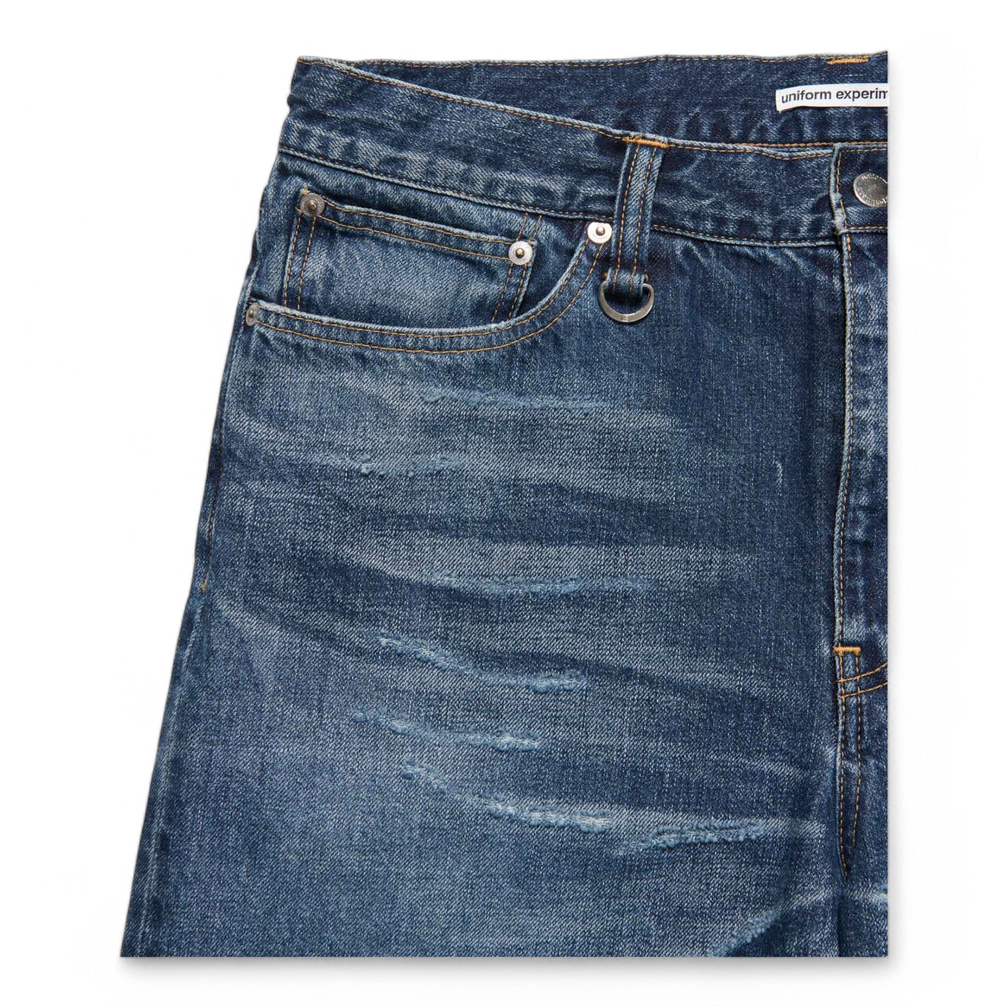 Uniform Experiment Damaged Hem Tuck Wide Straight Jeans