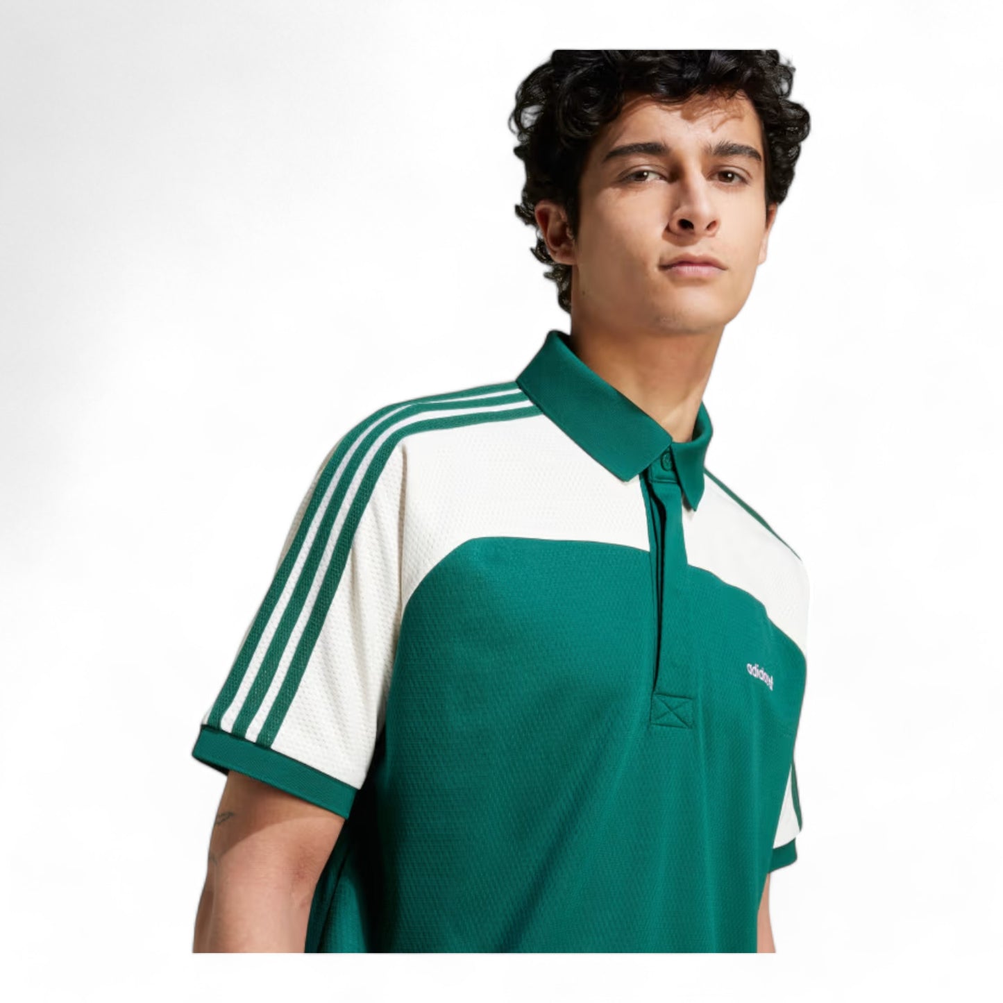 ADIDAS '80S PREMIUM 3-STRIPES ARCHIVE MOCK MESH POLO SHIRT