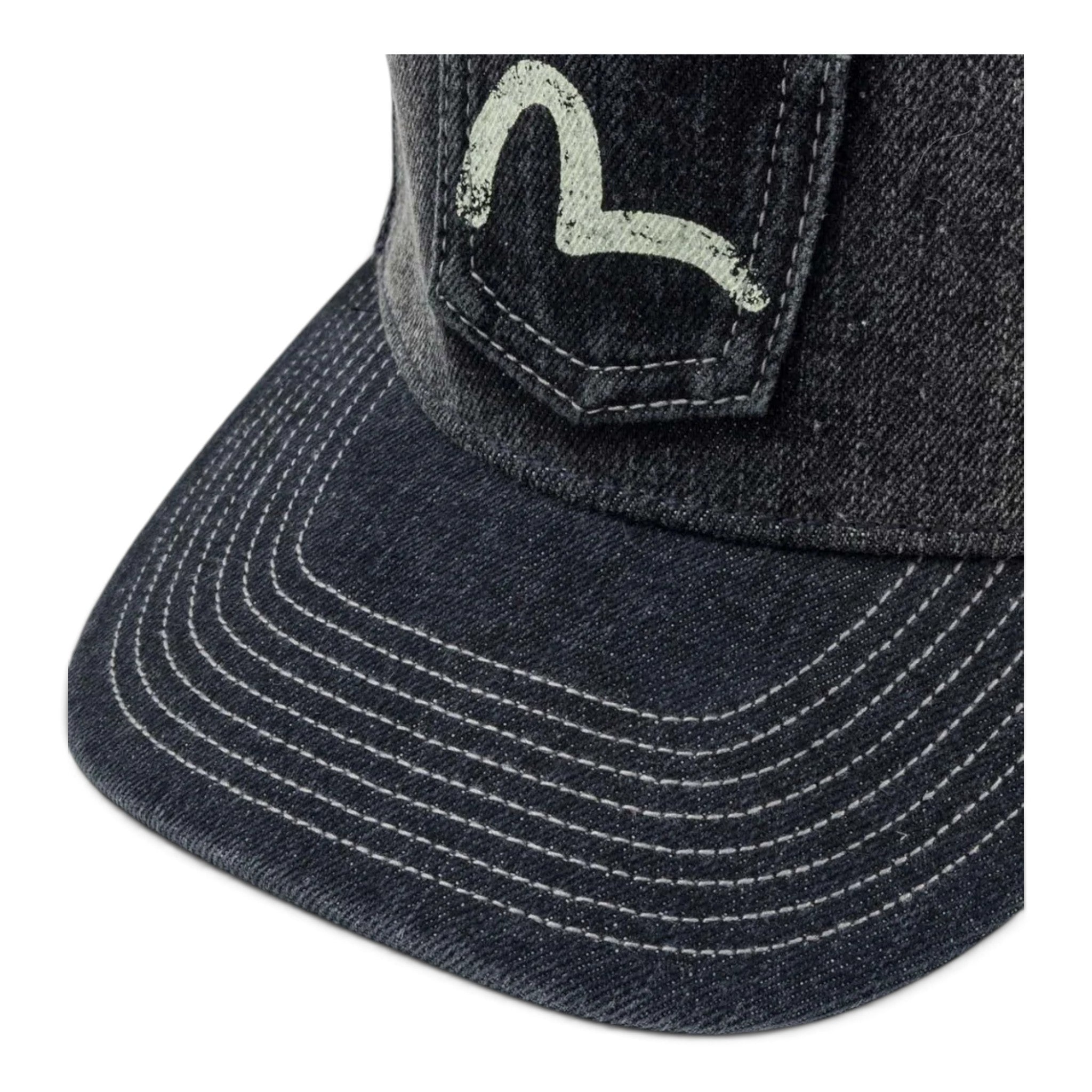 Evisu Seagull Pocket Denim Mesh Trucker Cap