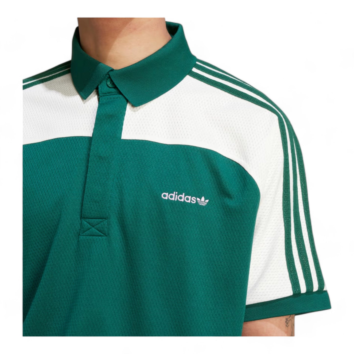 ADIDAS '80S PREMIUM 3-STRIPES ARCHIVE MOCK MESH POLO SHIRT