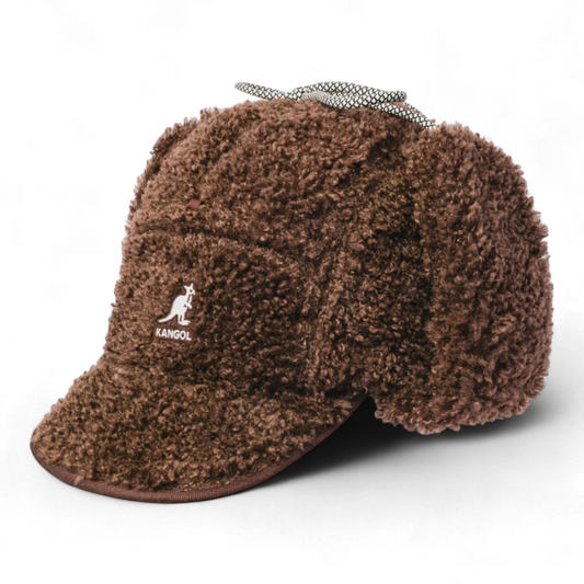 KANGOL FAUX SHEARLING UTILITY FLAP CAP