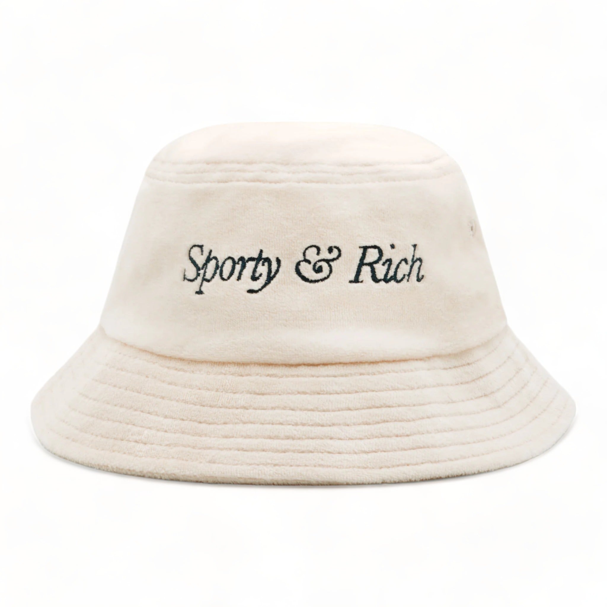 Sporty & Rich Italic Logo Embroidered Velour Bucket Hat