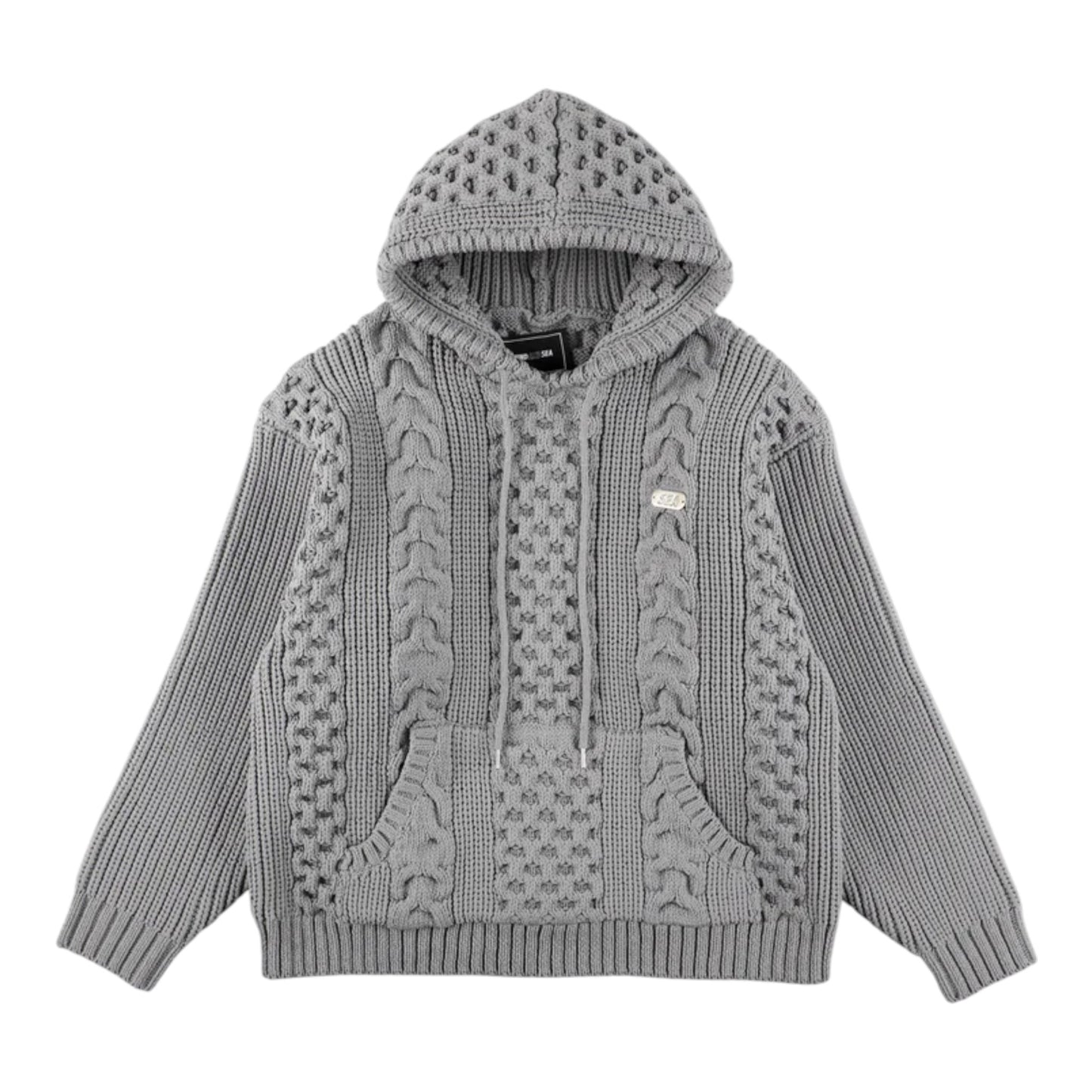 WIND AND SEA CABLE KNIT HOODED SWEATER