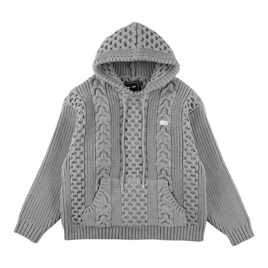 WIND AND SEA CABLE KNIT HOODED SWEATER