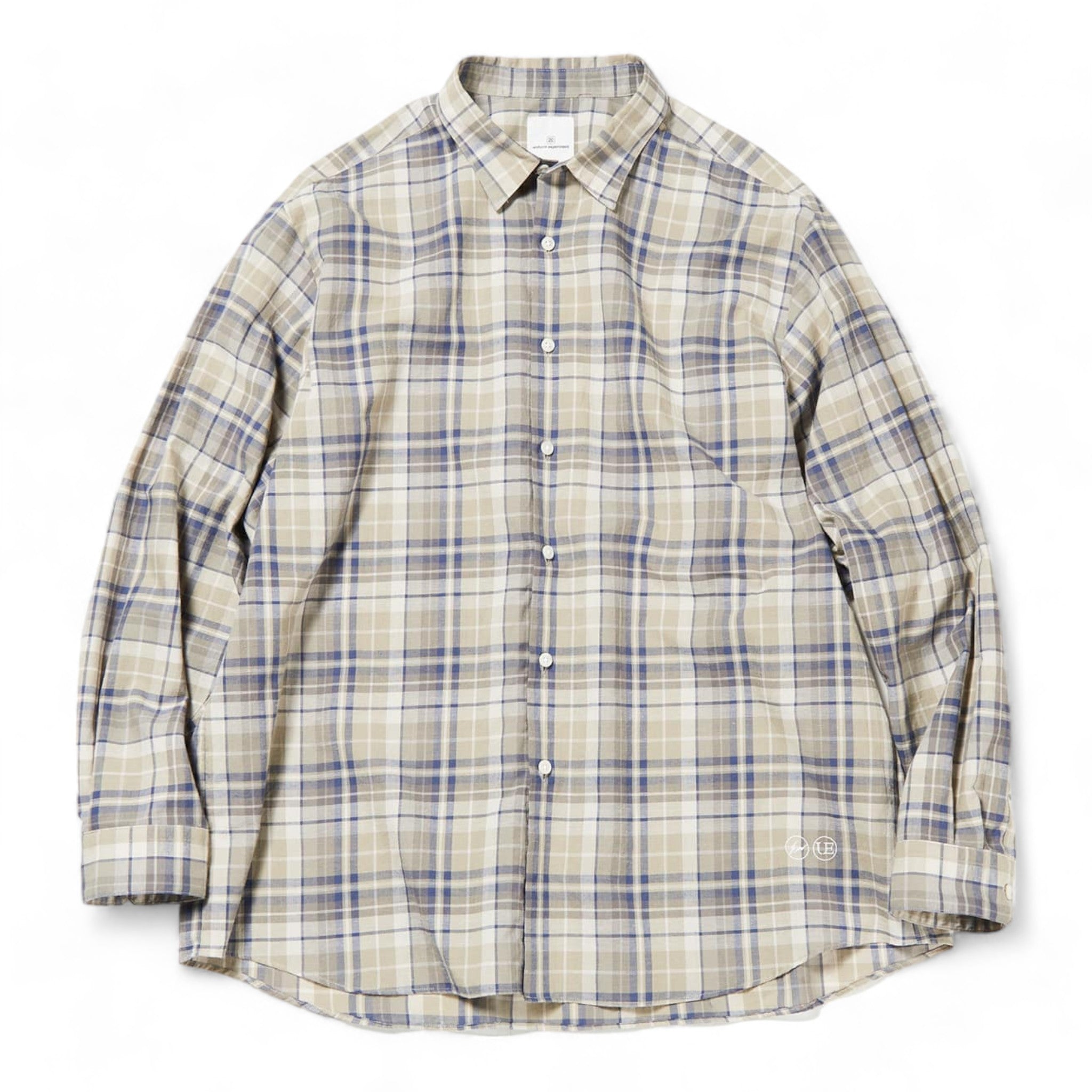 Uniform Experiment Linen Check Logo Baggy Shirt