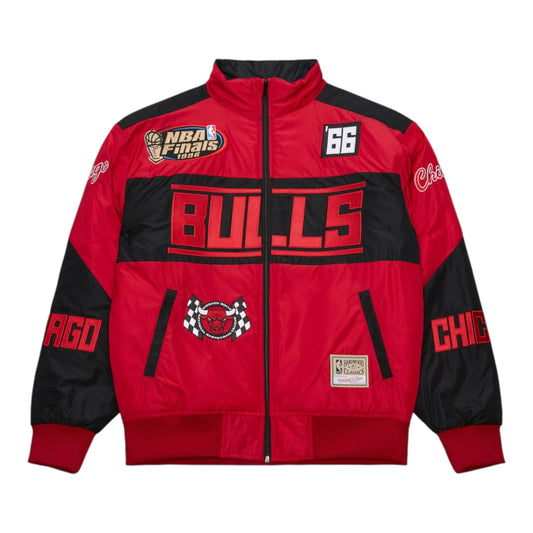 MITCHELL & NESS CHICAGO BULLS BLACK SPEEDWAY NYLON VARSITY JACKET