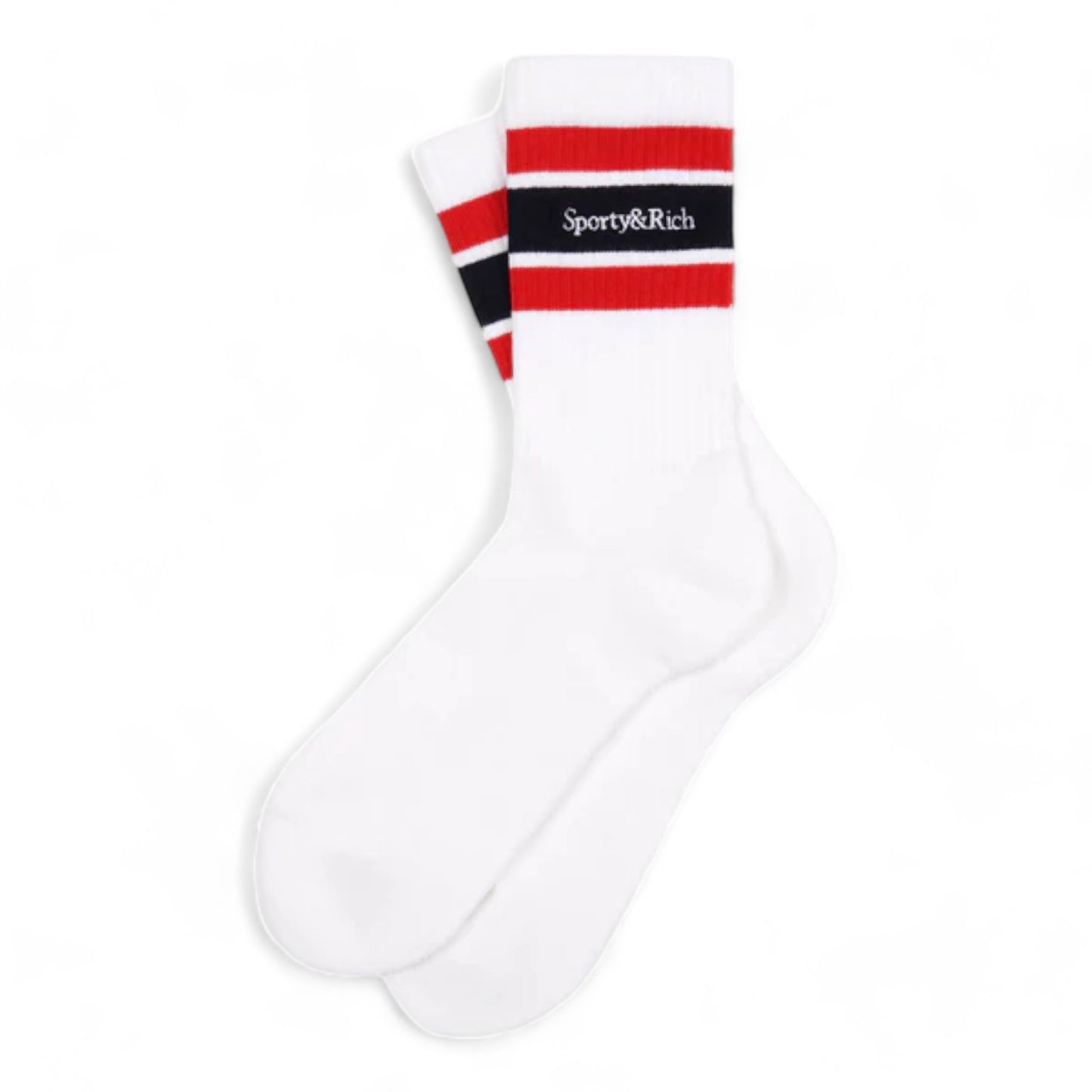 SPORTY & RICH SERIF LOGO EMBROIDERED SOCKS