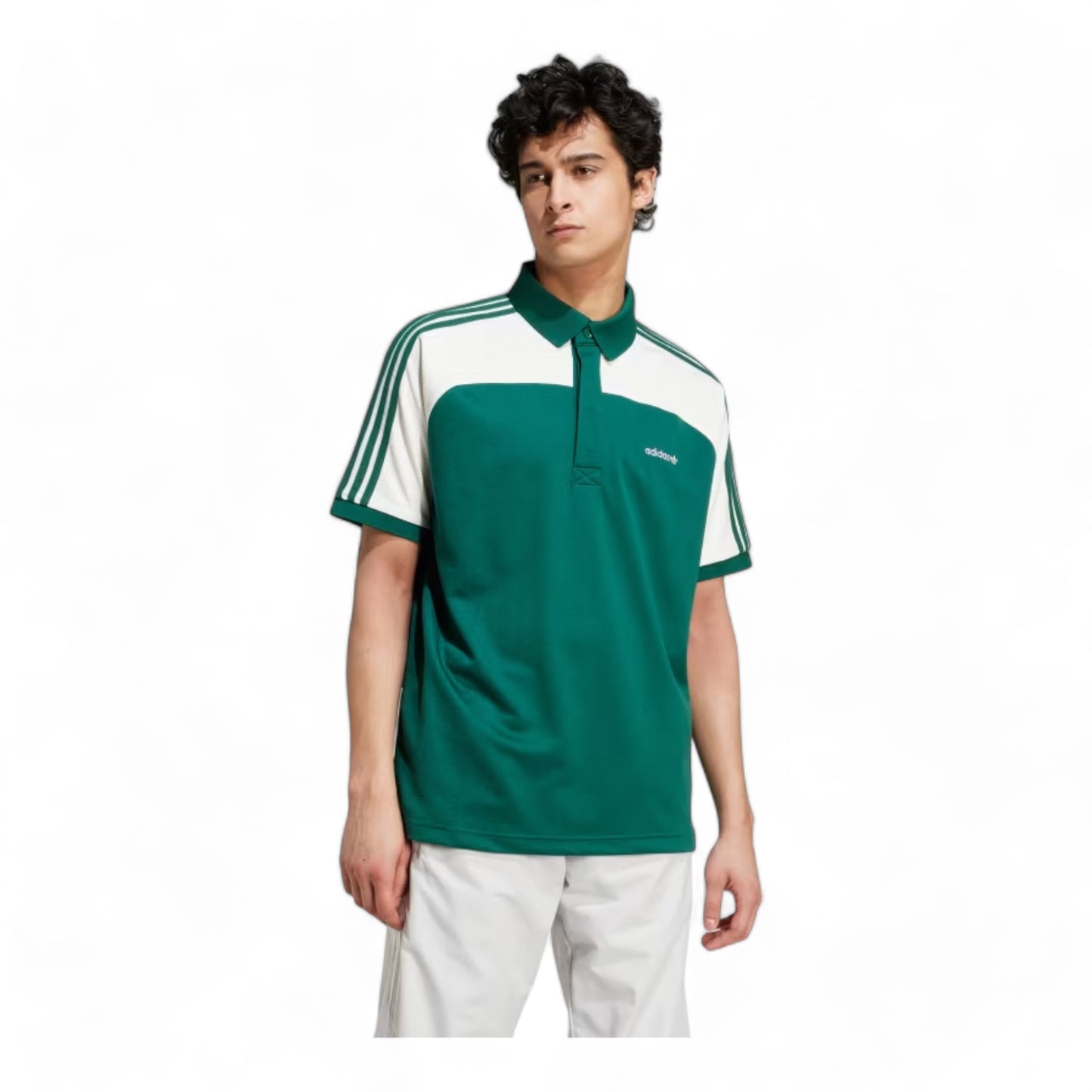 ADIDAS '80S PREMIUM 3-STRIPES ARCHIVE MOCK MESH POLO SHIRT