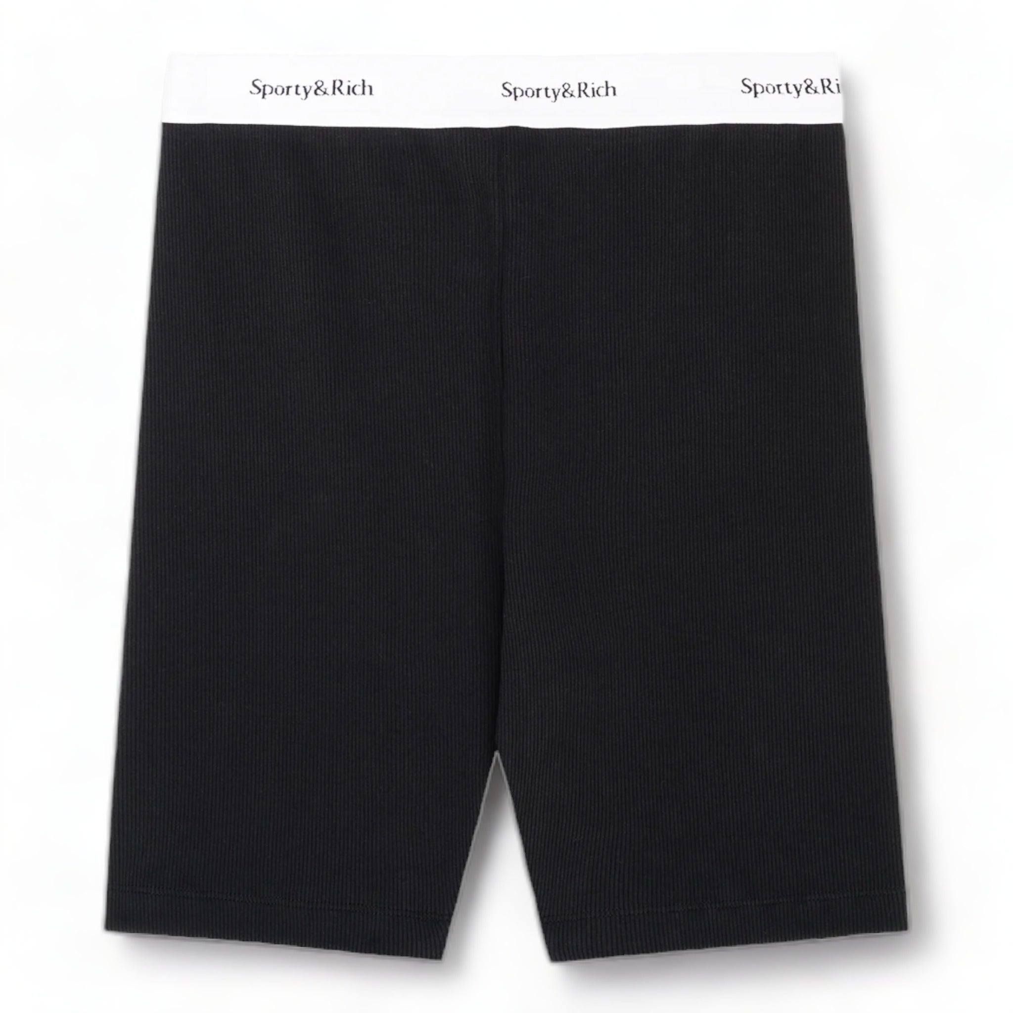 Sporty & Rich Serif Logo Ribbed Biker Short