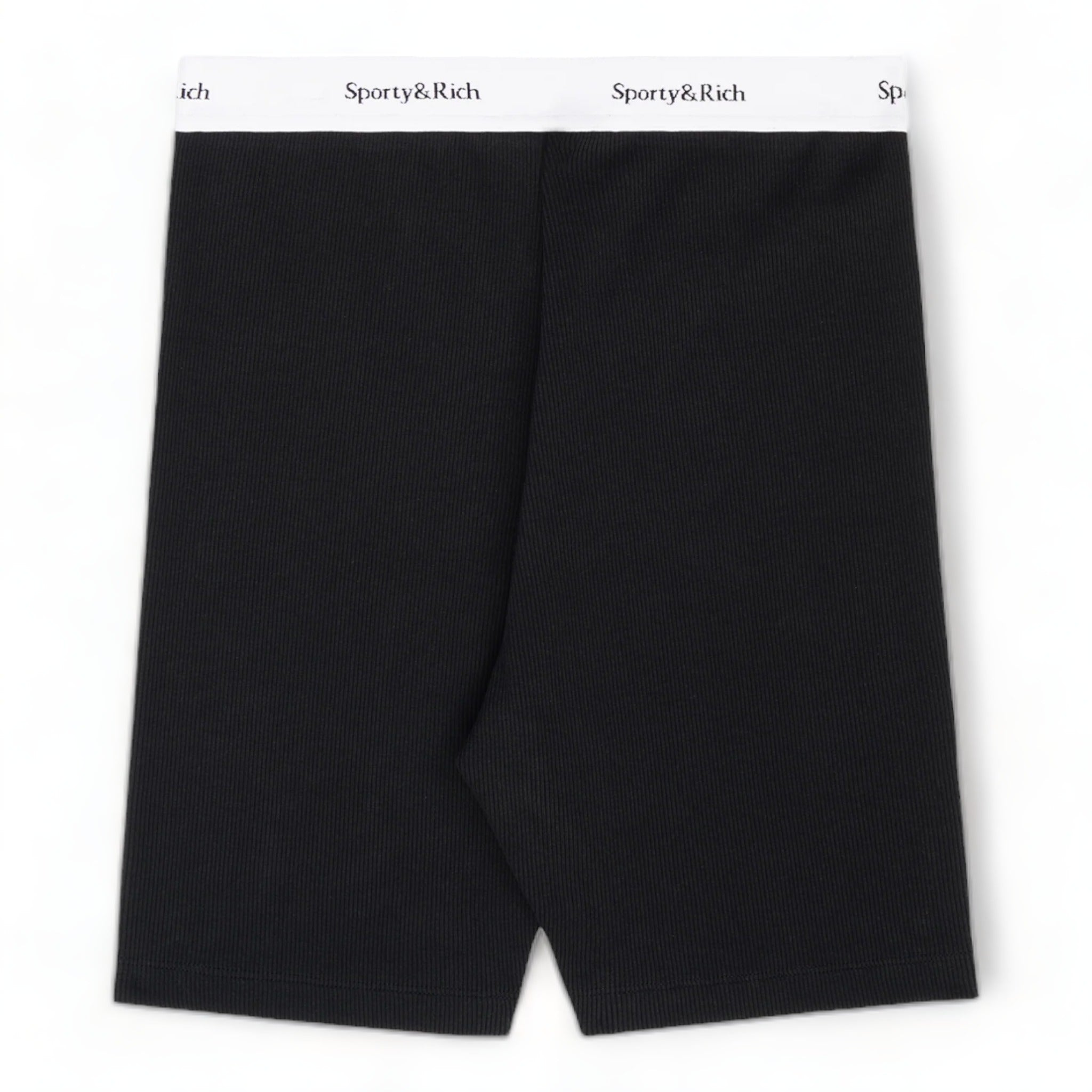 Sporty & Rich Serif Logo Ribbed Biker Short