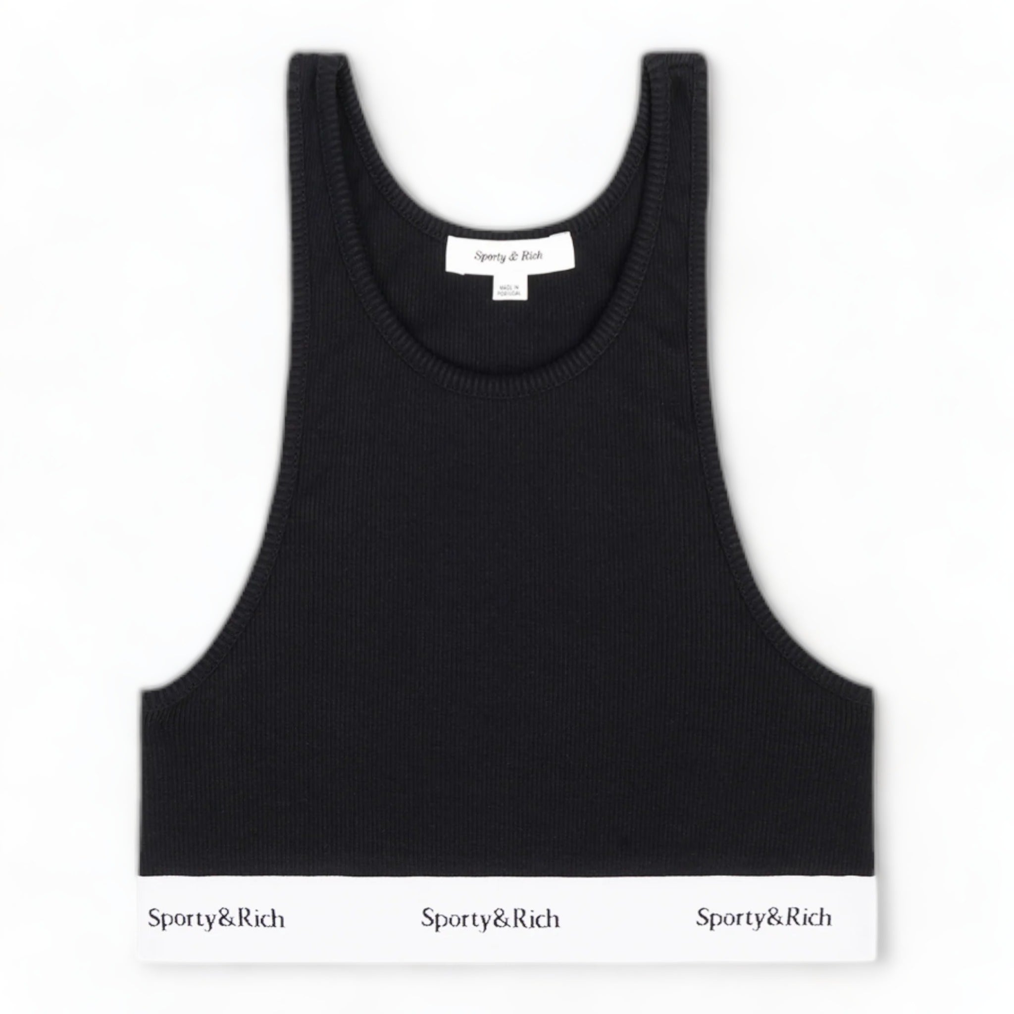 Sporty & Rich Serif Logo Ribbed Cropped Tank
