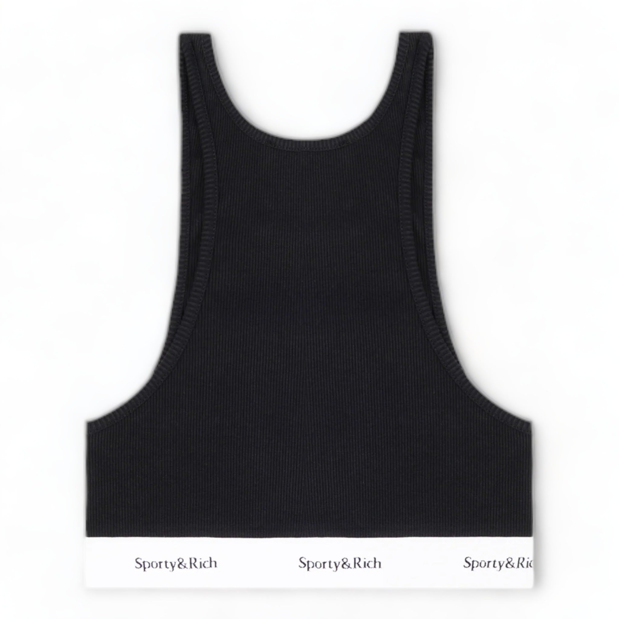 Sporty & Rich Serif Logo Ribbed Cropped Tank