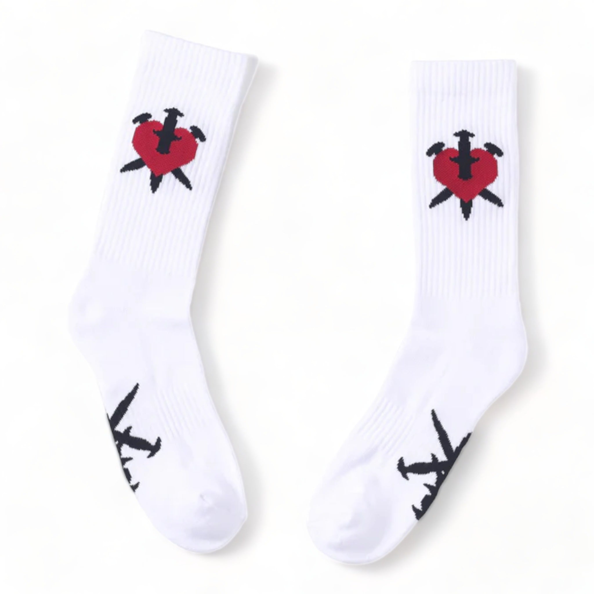 Unknown White Dagger Heart Socks